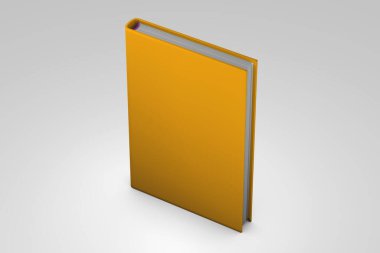 Objenin 3d illüstrasyonu - ayrıntılı altın kitap kapatıldı, üniversite konsepti gri arkaplanda izole edildi