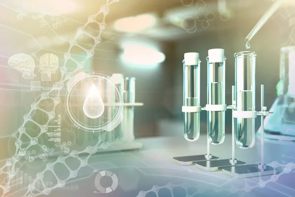 Laboratoriumproeven Moderne Scheikunde Onderzoekskliniek Drink Waterkwaliteitstest Voor Bacteriën Ontwerp Achtergrond — Stockfoto