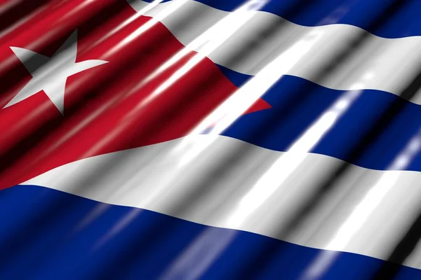 素敵な光沢のある 大きな折り目を持つキューバのプラスチック製の旗のように見える斜めのレイ 任意のお祝いのフラグ3Dイラスト — ストック写真