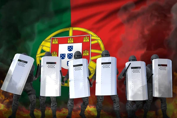Португалія Зупинка Концепції Протесту Поліцейські Закидають Порядок Захисту Проти Демонстрацій — стокове фото