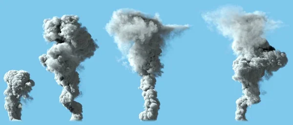 Renders Heavy Gray Smoke Column Vulcano Large Industrial Explosion Disaster — Stockfoto