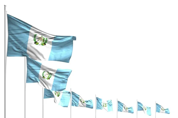Чудесні Прапори Гватемали Розміщені Діагонально Ізольованими Білому Тлі Місцем Контенту — стокове фото