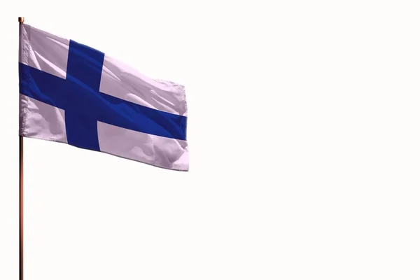 Sventolando Bandiera Finlandese Isolato Mockup Con Posto Vostro Testo Sfondo — Foto Stock
