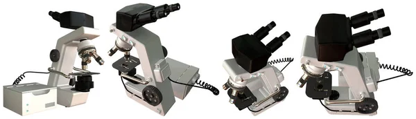 Renderizações Microscópio Profissional Com Bloco Controle Com Design Ficcional Isolado — Fotografia de Stock
