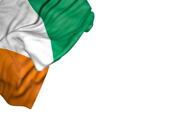 Vacker Cote Elfenbenskusten Flagga Med Stora Veck Ligger Övre Vänstra — Stockfoto