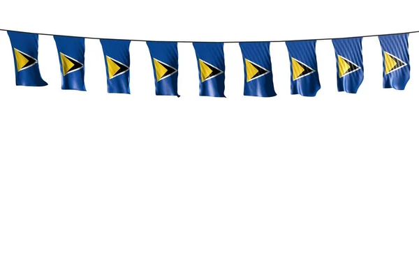 Schön Viele Saint Lucia Fahnen Oder Banner Hängen Einer Schnur — Stockfoto
