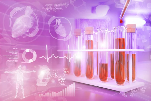 Illustrazione Medica Provette Fiale Struttura Universitaria Esame Genetico Del Campione — Foto Stock