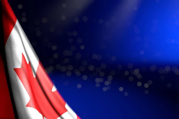 Bela Imagem Bandeira Canadá Pendurado Canto Azul Com Foco Seletivo — Fotografia de Stock