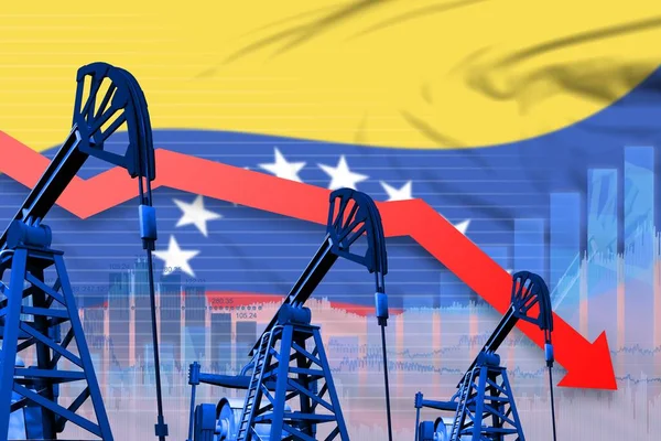 Venezuela Oil Industry Concept Industrial Illustration Lowering Falling Graph Venezuela — Stock Photo, Image
