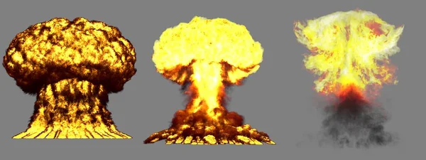 Large Very High Detailed Different Phases Mushroom Cloud Explosion Thermonuclear — Stock Photo, Image