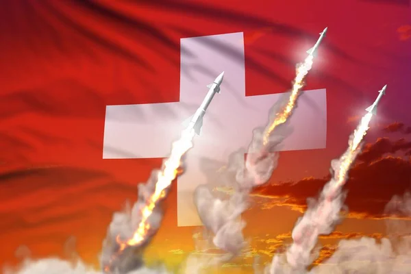 Suisse Lancement Ogives Balistiques Concept Moderne Armes Nucléaires Stratégiques Sur — Photo