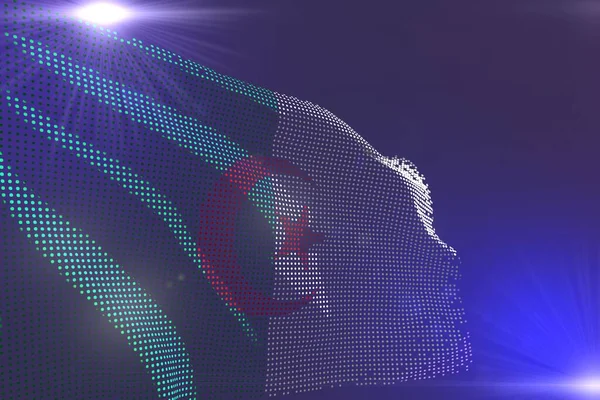 Söt Digital Levande Foto Algeriet Flagga Gjord Prickar Viftande Lila — Stockfoto