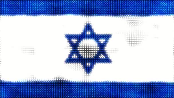 60Fps Fond Numérique Drapeau Israël Coloré Bleu Ondulation Blanche Animation — Video