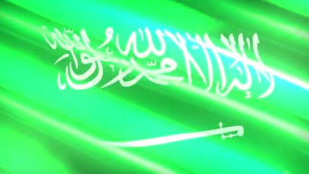 60Fps闪亮节日沙特阿拉伯国旗绿色 白色波浪 Uhd无缝循环动画 — 图库视频影像