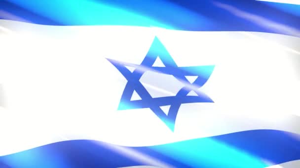 60Fps Lesklá Dovolená Izrael Vlajka Barevné Modré Bílé Mávání Uhd — Stock video