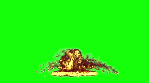Explosion Souffle Énorme Avec Feu Fumée Isolé Sur Écran Vert — Video