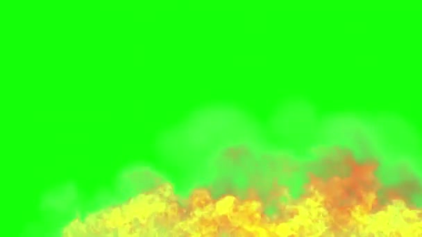 クロマキー使用のための緑の画面上に隔離された画面下部に小さな煙と巨大な火災ライン Uhd Fps 3Dアニメーション — ストック動画