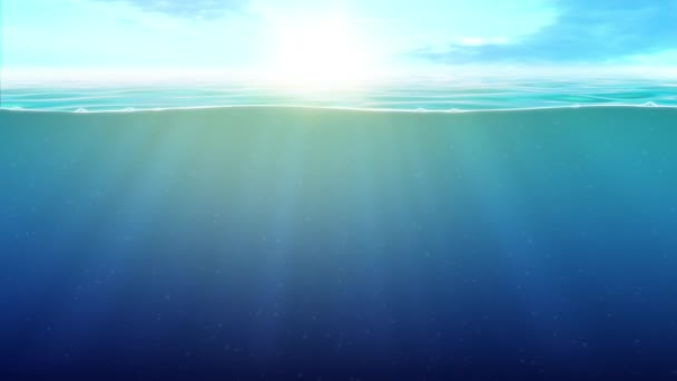 Undervattensabstrakt Blå Ocean Dykning Bakgrund Djup Dykning Koncept Uhd Fps — Stockvideo