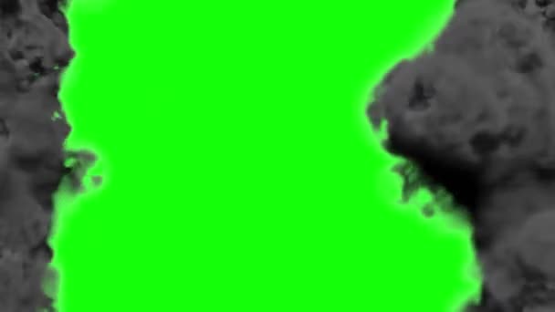 Big Dense Smoke Lines Screen Borders Isolated Green Screen Chromakey — Stock Video