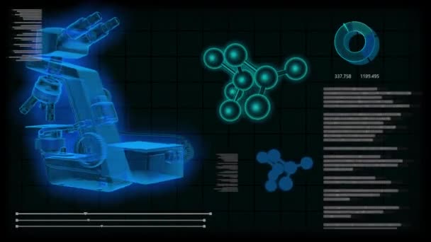 Seamless Looping Background Ray Render Microscope Molecules Using Overlay Backdrop — Stock Video