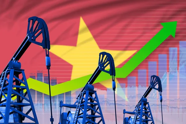 Vietnam Ölindustrie Konzept Industrielle Illustration Wachsende Grafik Auf Vietnam Flagge — Stockfoto