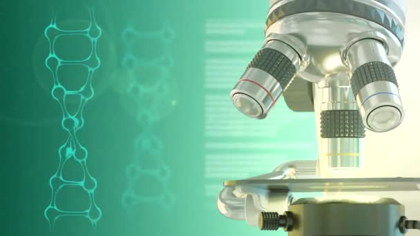 Conceito Para Cuidados Saúde Microscópio Eletrônico Científico Sobre Fundo Criativo — Vídeo de Stock