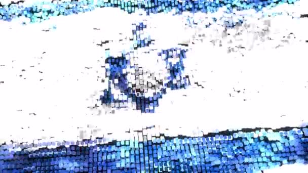 非常明亮的60Fps现代以色列国旗上闪亮的像素蓝色 白色波浪 抽象3D无缝循环动画Uhd — 图库视频影像