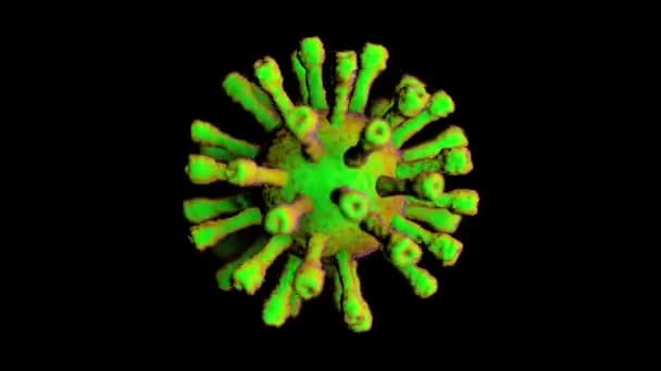 Зелений Коронавірус Covid 2019 Covid Глибиною Польового Ефекту Обертається Реалістичні — стокове відео