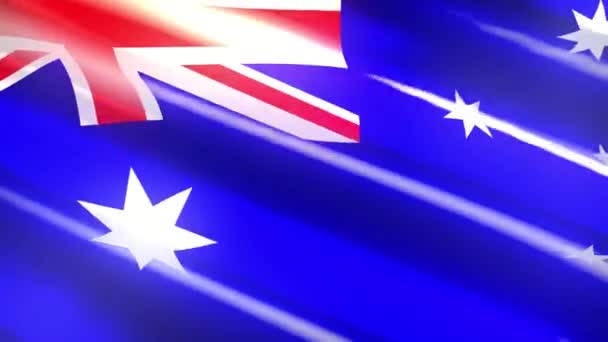 60Fps Glanzende Vakantie Australië Vlag Gekleurd Blauw Rood Wit Zwaaien — Stockvideo
