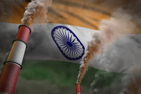 Concetto Lotta All Inquinamento India Illustrazione Industriale Due Grandi Condutture — Foto Stock