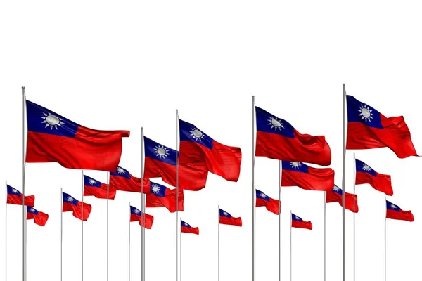 Cute Wiele Flag Tajwan Prowincja Chin Rzędzie Izolowane Białym Pustym — Zdjęcie stockowe