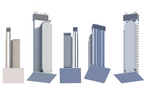 Set Von Renderings Von Fiktiven Design Finanzwolkenkratzern Lebende Türme Mit — Stockfoto