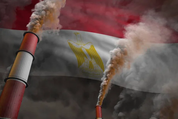 Verschmutzungsbekämpfung Ägypten Konzept Industrielle Illustration Von Zwei Großen Industrieschornsteinen Mit — Stockfoto