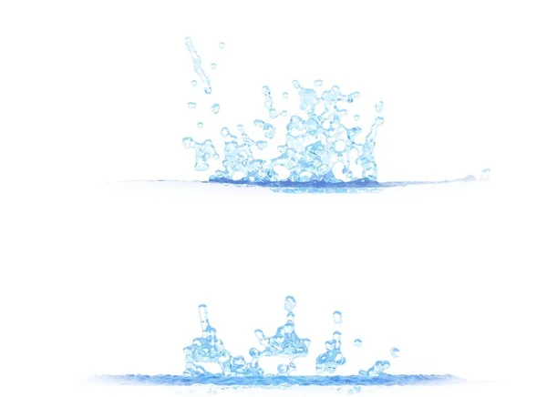 Zwei Seitenansichten Von Cool Water Splash Illustration Mockup Isoliert Auf — Stockfoto