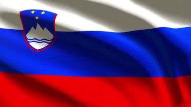 Festivalsel 60FPS Slovenya bayrağı rüzgarda dalgalanıyor 4k UHD 3d kusursuz döngü animasyonu