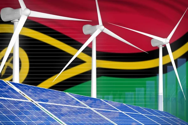 Vanuatu solar and wind energy digital graph concept  - alternative energy industrial illustration. 3D Illustration