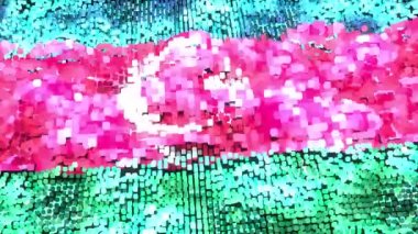 Çok parlak 60FPS modern Azerbayrağı parıldayan pikseller üzerinde - soyut 3D dikişsiz döngü animasyonu UHD 4k