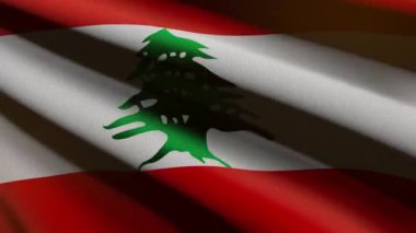 Kumaş desenli 60 FPS koyu Lübnan bayrağı - arka plan, UHD 4k 3d kusursuz döngü canlandırması