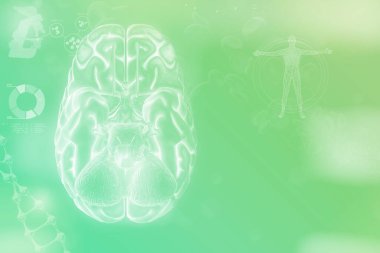 Tıbbi 3D illüstrasyon - insan beyni, beyin cerrahisi analiz konsepti - çok detaylı yüksek teknoloji geçmişi