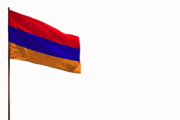 Fluttering Armenia Flag Isolated Mockup Place Your Text White Background — Stock Photo, Image