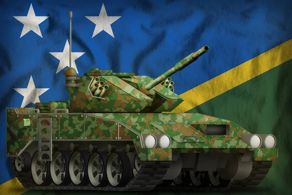 Könnyű Tank Apc Nyári Álcázással Salamon Szigetek Zászló Háttér Illusztráció — Stock Fotó