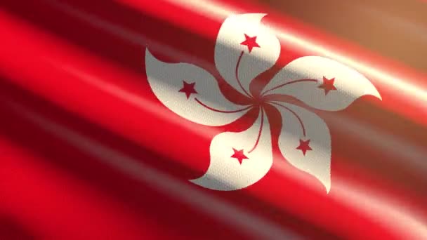 60Fps Fényes Fényes Bársony Hong Kong Zászló Piros Fehér Hullámzó — Stock videók