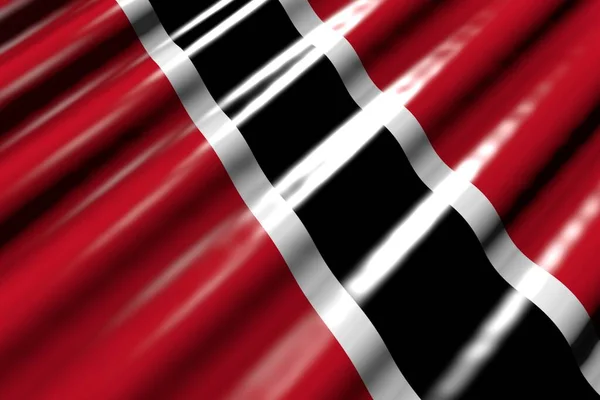 漂亮的闪光 看起来像特立尼达和多巴哥的塑料国旗 巨大的折叠呈扁平对角线 任何场合的国旗3D插图 — 图库照片