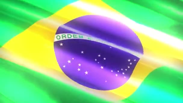 60Fps Блестящий Праздник Бразилия Флаг Размахивания Uhd Плавный Цикл Анимации — стоковое видео