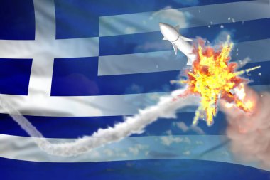 Stratejik roket havada imha edildi, Yunanistan süpersonik savaş başlığı koruma kavramı - füze savunma sanayii 3D illüstrasyon
