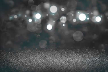 Açık mavi, parlak, soyut, ışıltılı arka plan ışıkları bokeh 'in dikkatini dağıttı - içeriğiniz için boş boşluklu kutlama modeli dokusu