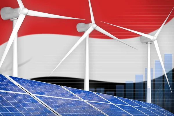 Yemen solar and wind energy digital graph concept  - green energy industrial illustration. 3D Illustration