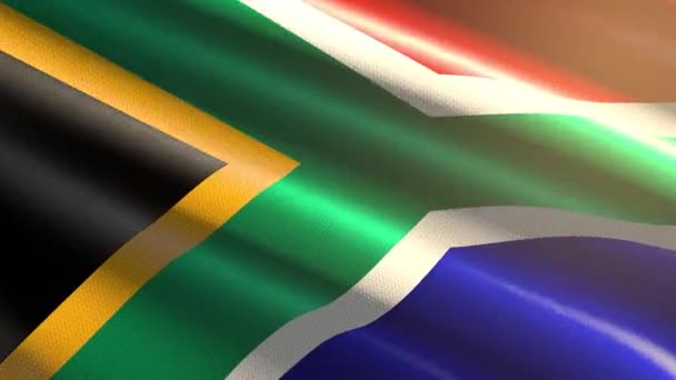 60Fps Parlak Kadife Güney Afrika Bayrağı Mavi Kırmızı Yeşil Altın — Stok video