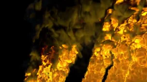 森林火灾视频模板 黑色背景的火柱 60Fps视频 Uhd Cg动画 — 图库视频影像