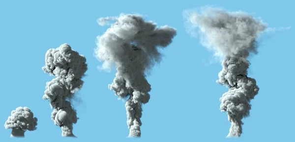 Renderizados Columna Humo Blanco Denso Partir Volcán Gran Explosión Industrial — Foto de Stock